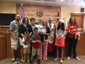 Maddie Albus and her new family on Adoption Day
