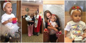 Collage of Maddie Albus on Adoption Day